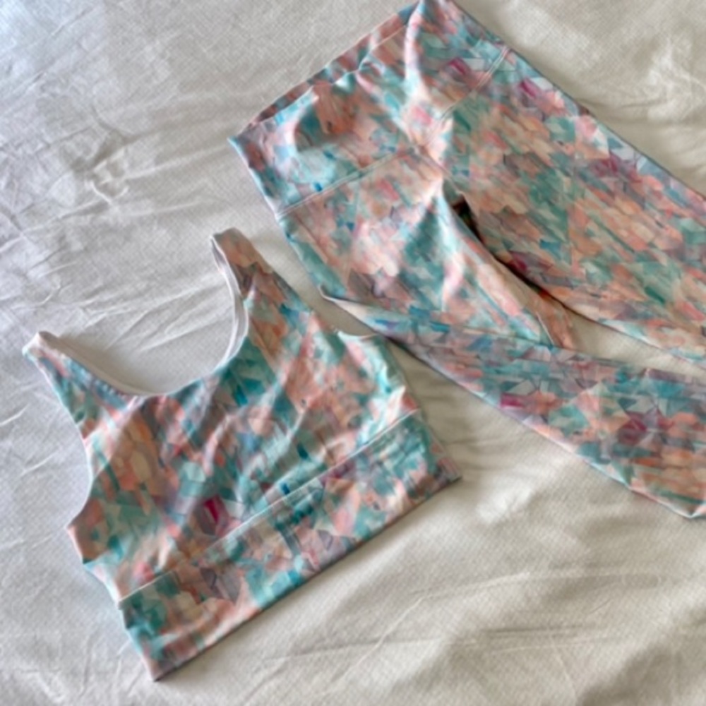 DYi LEGGINGS SPORTS BRA SET MEDIUM High waist  PINK workout athletic hi-rise